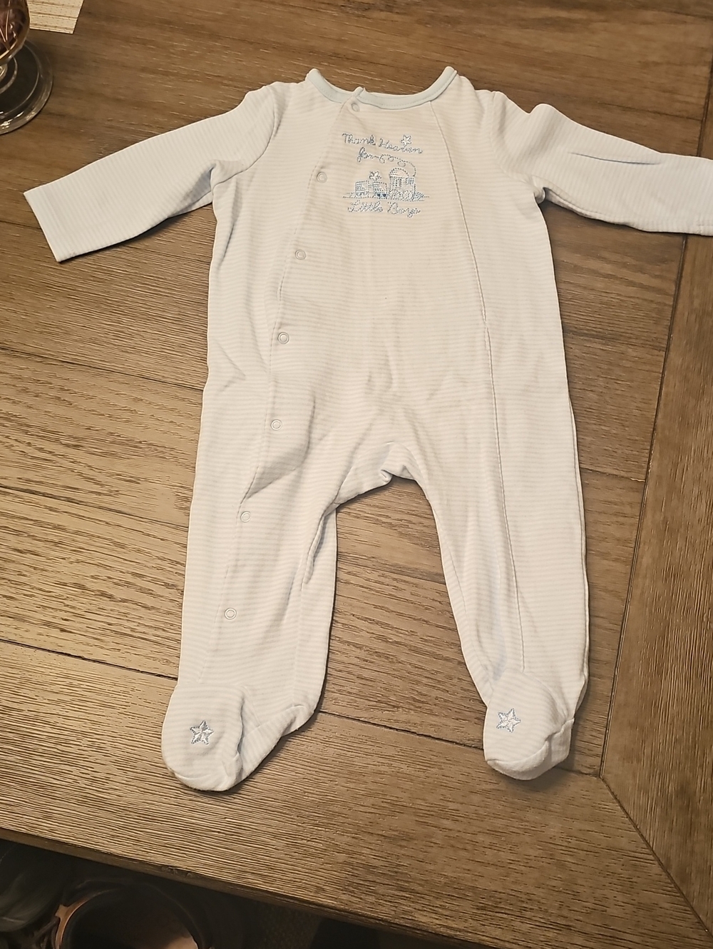 Baby Blue Striped Footed One-Piece